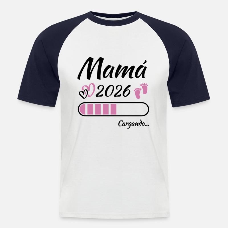 Werdende Mutter 2026 Loading - Männer Baseball-T-Shirt - Weiß/Navy