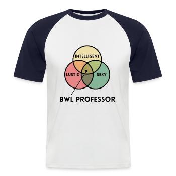 BWL Professor - Männer Baseball-T-Shirt - Weiß/Navy - Vorne - Nik (191cm)