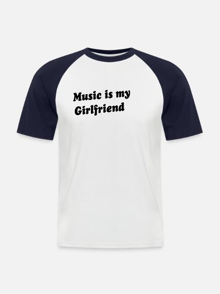 music - Men's Baseball T-Shirt - white/navy