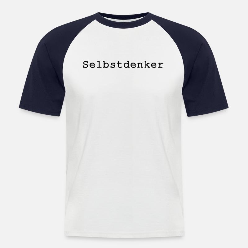 Selbstdenker - Männer Baseball-T-Shirt - Weiß/Navy