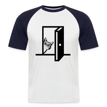 Lustige Tiere Katzengrafik - Männer Baseball-T-Shirt - Weiß/Navy - Vorne - Nik (191cm)