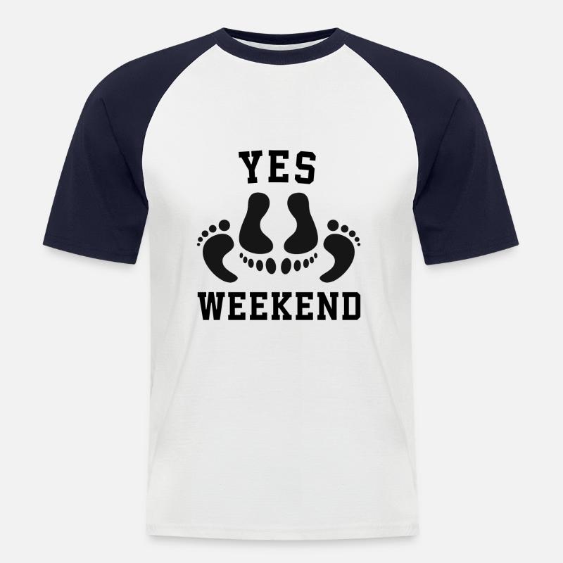 Füße Erotischer Frecher Spruch Geschenkidee - Männer Baseball-T-Shirt - Weiß/Navy