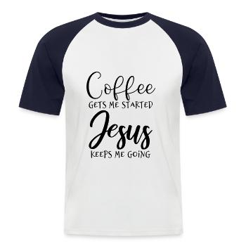 Christentum - Männer Baseball-T-Shirt - Weiß/Navy - Vorne - Nik (191cm)
