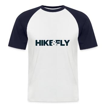 HIKE&FLY dunkelblau - Männer Baseball-T-Shirt - Weiß/Navy - Vorne - Nik (191cm)