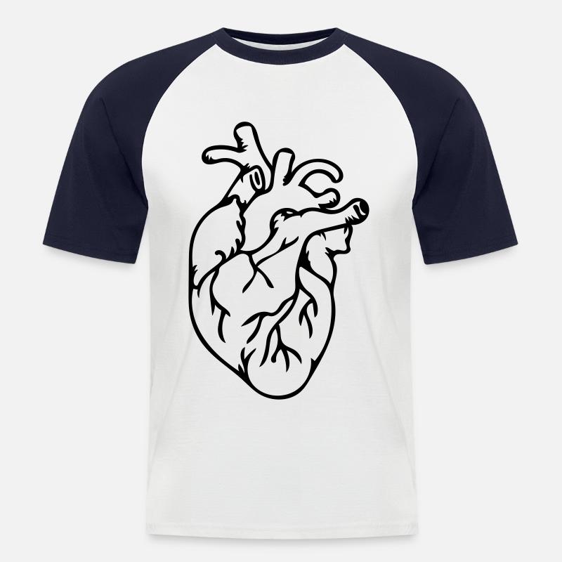 Herz - Männer Baseball-T-Shirt - Weiß/Navy