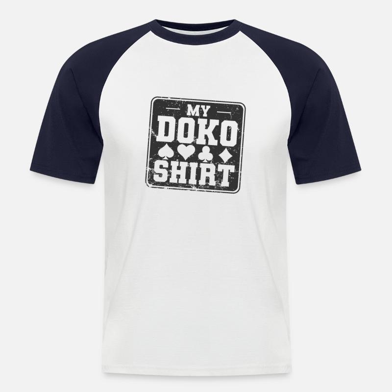 Min Doko Tea Double Head Card Game Hobby - Kortärmad basebolltröja herr - vit/marinblå