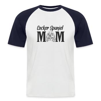 Cocker Spaniel Maman Chien Pet - T-shirt baseball manches courtes Homme - blanc/marine - Devant - Nik (191cm)