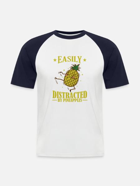 Easily Distracted by Pineapples Frucht - Men's Baseball T-Shirt - white/navy