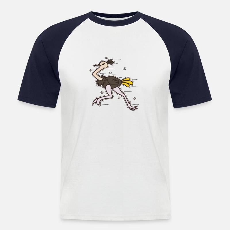 Strauß rennt Laufvogel Savanne - Männer Baseball-T-Shirt - Weiß/Navy