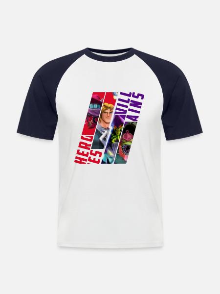 Masters Of The Universe He-Man Tegen Skeletor - Mannen baseballshirt korte mouw - wit/navy