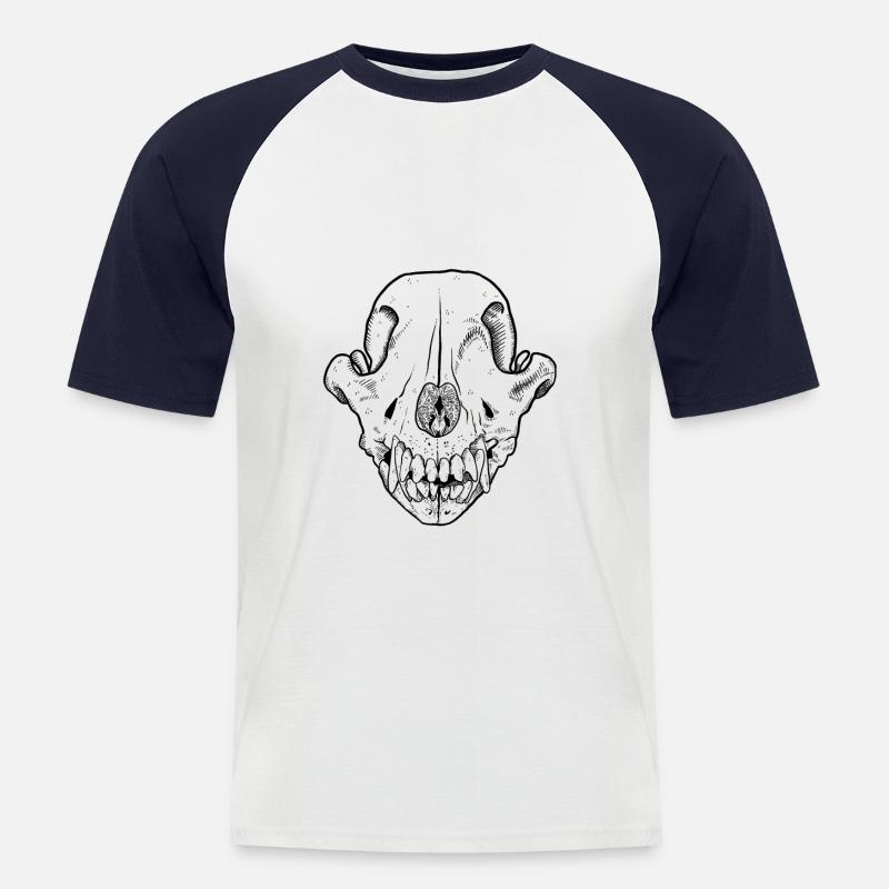 Hund Schädel Totenschädel Hundeschädel - Männer Baseball-T-Shirt - Weiß/Navy