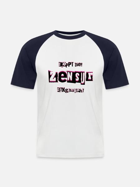 ZENSUR Logo Shirt - Männer Baseball-T-Shirt - Weiß/Navy