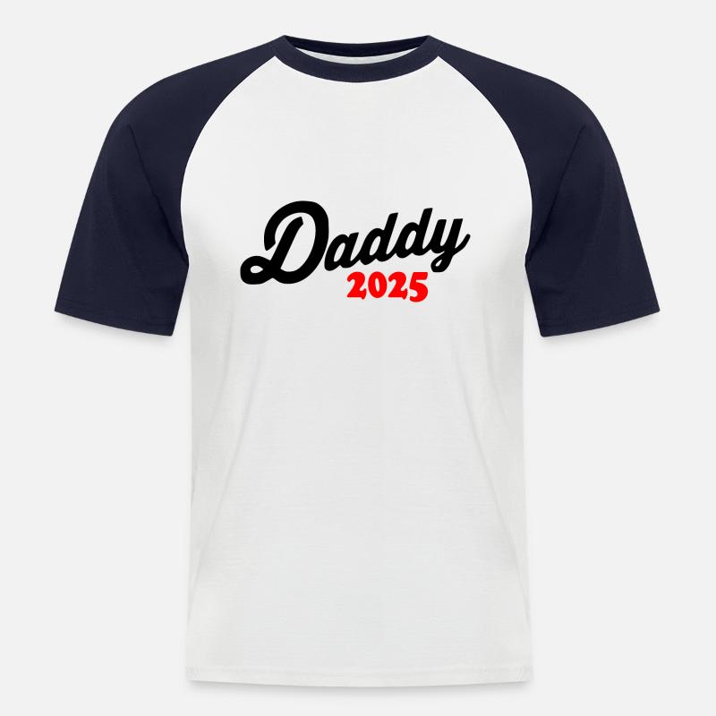Daddy 2025 - Männer Baseball-T-Shirt - Weiß/Navy
