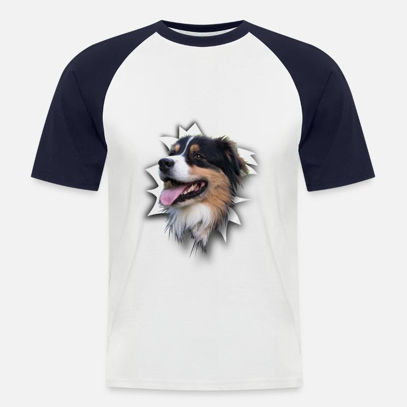 Australian Shepherd - Männer Baseball-T-Shirt - Weiß/Navy