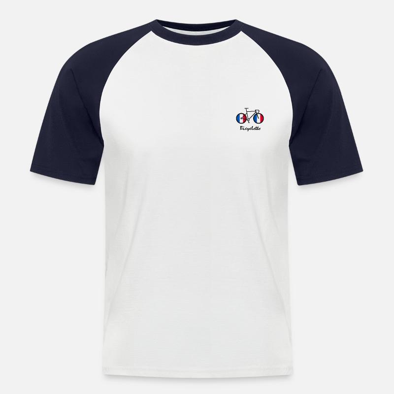 Fahrrad Frankreich - Männer Baseball-T-Shirt - Weiß/Navy