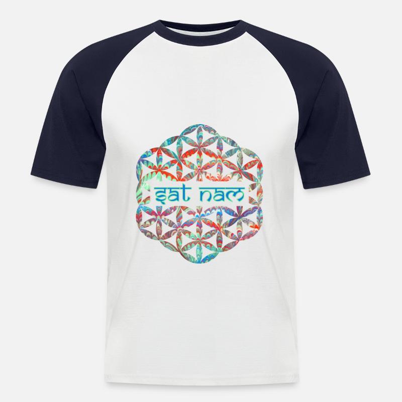 mantra dat nam e 72 - Männer Baseball-T-Shirt - Weiß/Navy