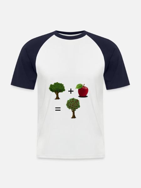 Plant + apple = apple tree - Men's Baseball T-Shirt - white/navy
