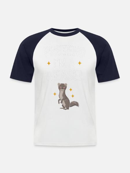 Wiesel - Männer Baseball-T-Shirt - Weiß/Navy