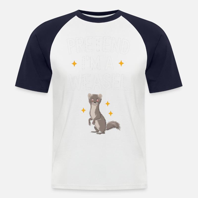 Wiesel - Männer Baseball-T-Shirt - Weiß/Navy