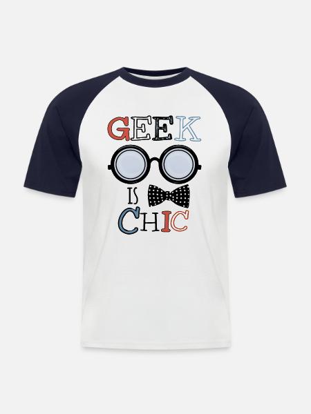 geek - Men's Baseball T-Shirt - white/navy