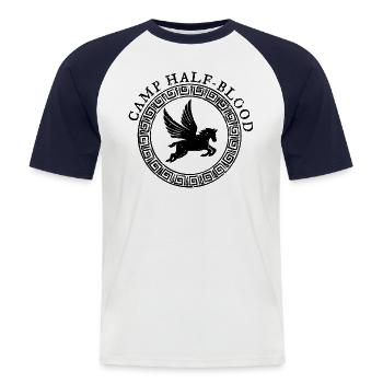 Lager Halbblut - Männer Baseball-T-Shirt - Weiß/Navy - Vorne - Nik (191cm)