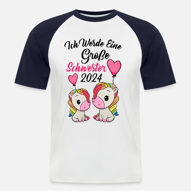 Große Schwester 2024 - Männer Baseball-T-Shirt - Weiß/Navy