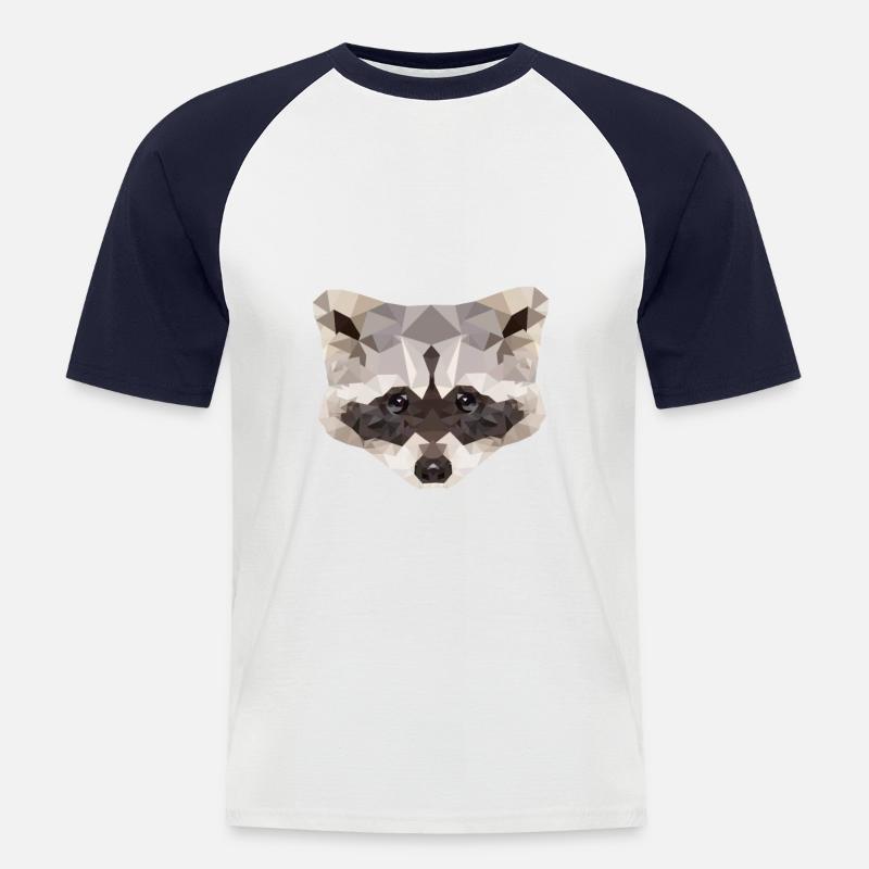 Waschbär Polygon - Männer Baseball-T-Shirt - Weiß/Navy