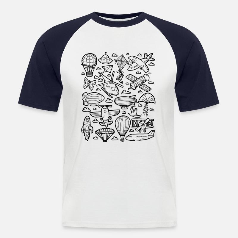 Luftfahrt - Hubschrauber, Flugzeug, UFO - Männer Baseball-T-Shirt - Weiß/Navy