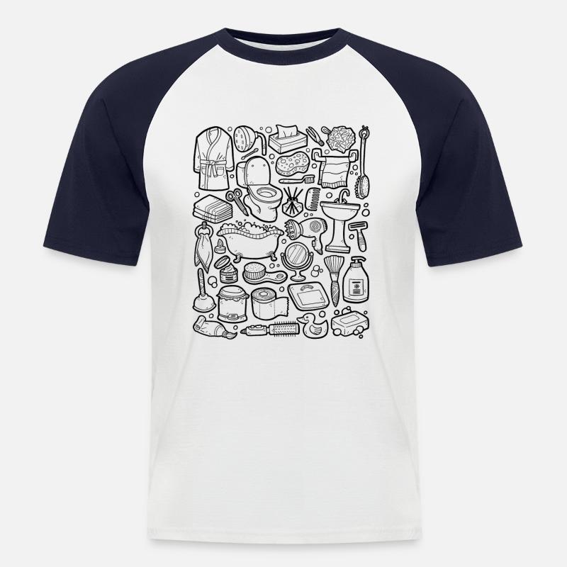 Badezimmer Doodle - Männer Baseball-T-Shirt - Weiß/Navy