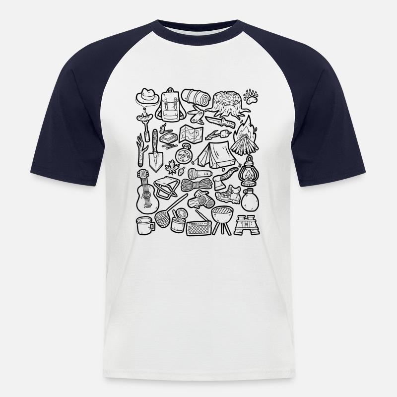 Camping - Männer Baseball-T-Shirt - Weiß/Navy