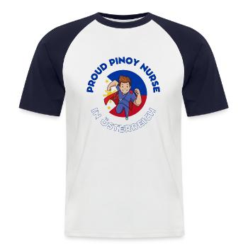 Pinoy Nurse Geschenk Krankenpfleger Österreich - Männer Baseball-T-Shirt - Weiß/Navy - Vorne - Nik (191cm)