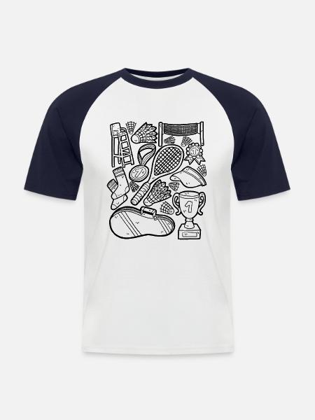 Badminton / Federball - Männer Baseball-T-Shirt - Weiß/Navy