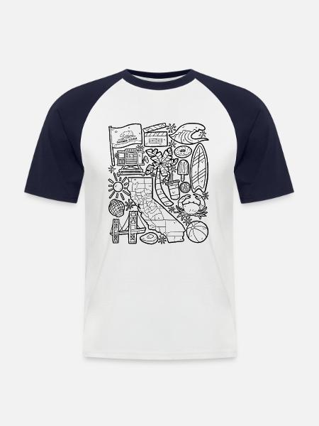 California - Men's Baseball T-Shirt - white/navy
