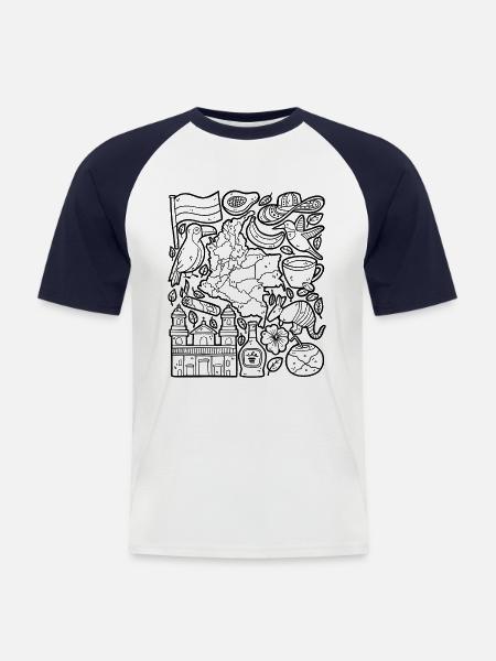 Kolumbien - Männer Baseball-T-Shirt - Weiß/Navy
