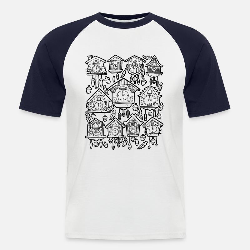 Kuckucksuhren - Männer Baseball-T-Shirt - Weiß/Navy