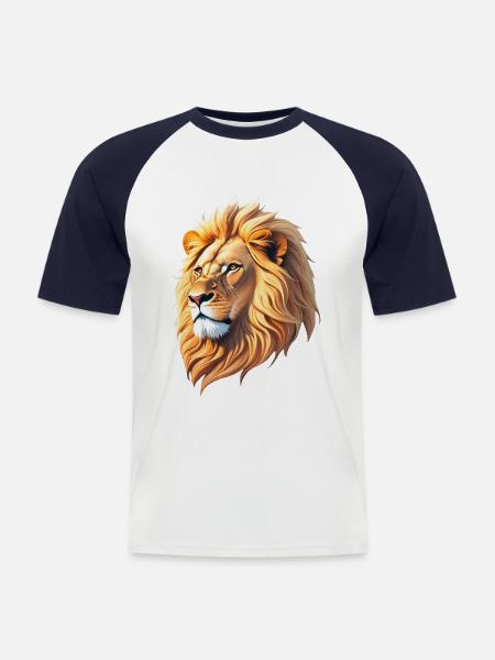 Majestic lion's head - Men's Baseball T-Shirt - white/navy