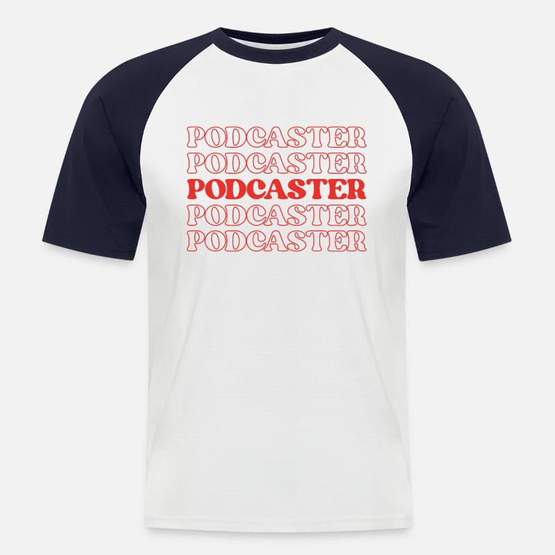 Podcaster, Moderator, Radiomoderator - Männer Baseball-T-Shirt - Weiß/Navy