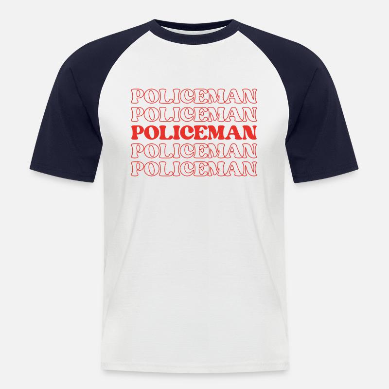 Polis Polis Polis Polis Polis Polis - Kortärmad basebolltröja herr - vit/marinblå