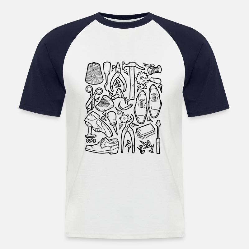 Cobbler, Shoemaker Doodles - lasts, tools - Men's Baseball T-Shirt - white/navy