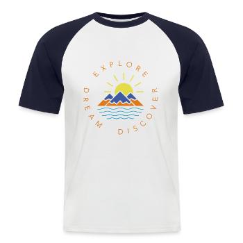 Montagnes Randonnée au soleil Alpinistes en plein air - T-shirt baseball manches courtes Homme - blanc/marine - Devant - Nik (191cm)