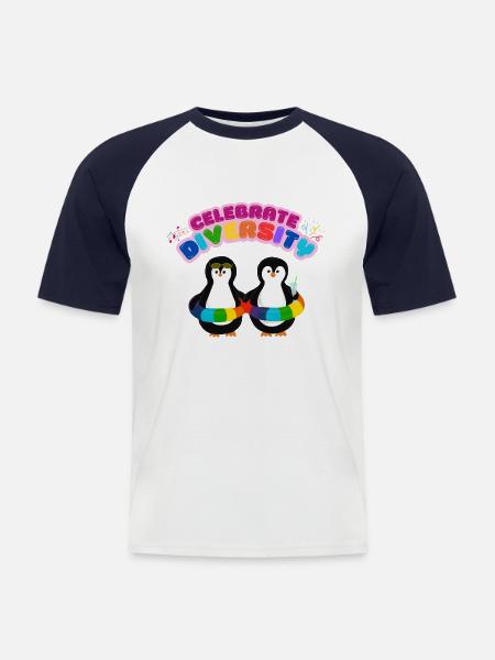 Celebrate Diversity - Männer Baseball-T-Shirt - Weiß/Navy