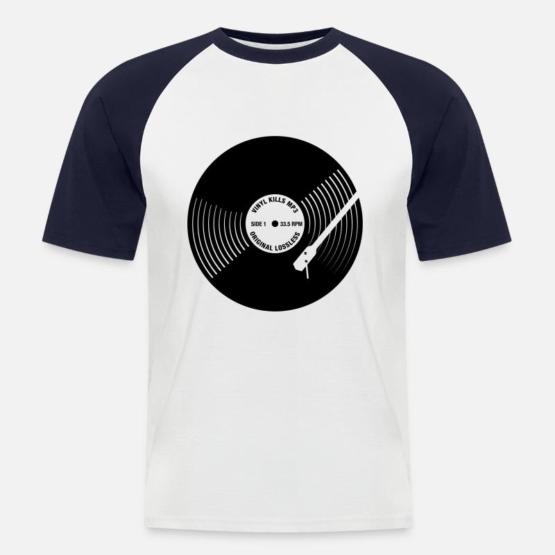 Schallplatte - Männer Baseball-T-Shirt - Weiß/Navy