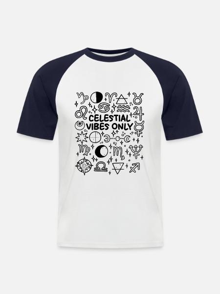 Only Celestial Vibes – Astrology & Spirituality - Men's Baseball T-Shirt - white/navy