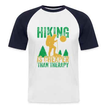 Escalade Alpinisme Randonnée Thérapie Randonnée en montagne - T-shirt baseball manches courtes Homme - blanc/marine - Devant - Nik (191cm)