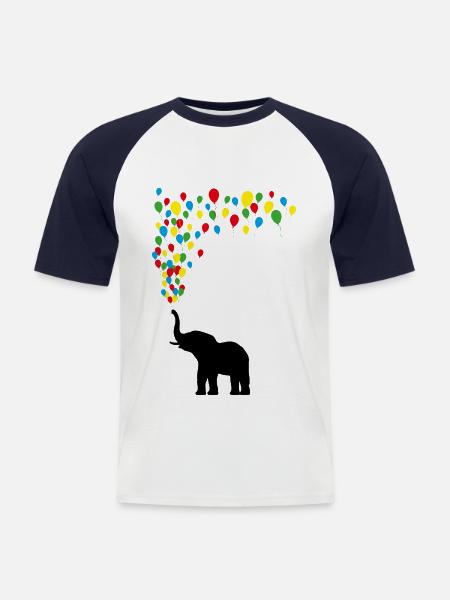 Elefant Luftballon Freude Spiel Spass Geschenk - Männer Baseball-T-Shirt - Weiß/Navy