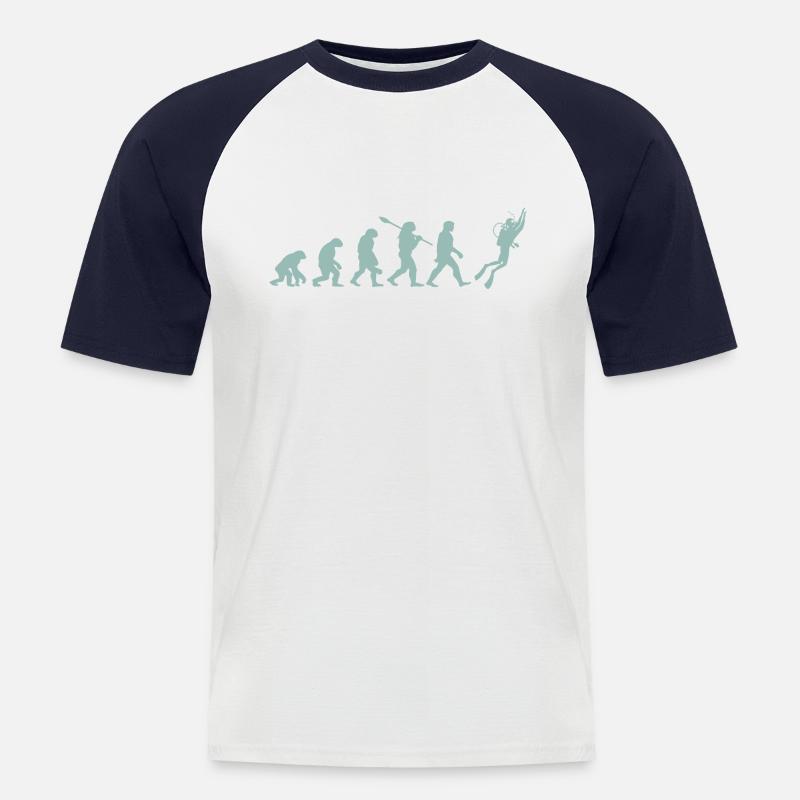 Tauchen Evolution - Männer Baseball-T-Shirt - Weiß/Navy