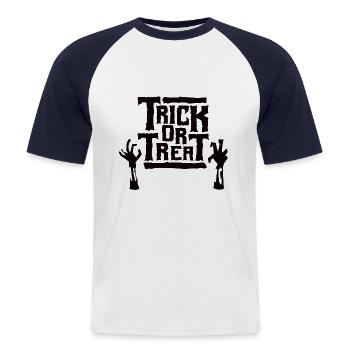 Trick or Treat - Halloween - Men's Baseball T-Shirt - white/navy - Front - Nik (191cm)