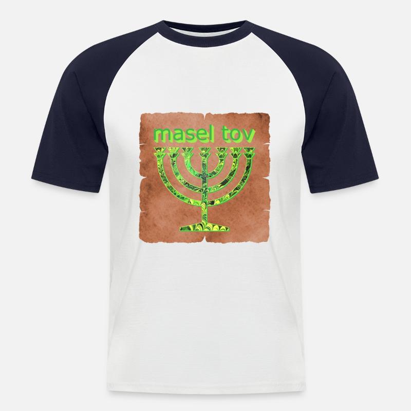masel tov e 35 - Männer Baseball-T-Shirt - Weiß/Navy