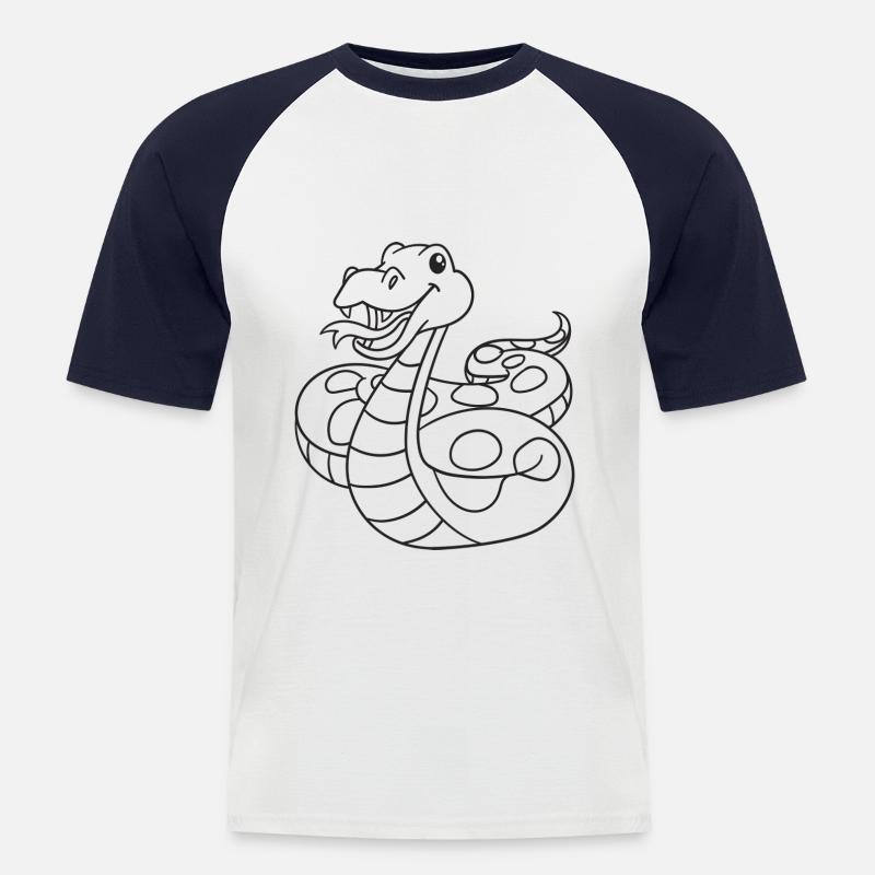 Schlange, Schlangen, Geschenk, Geschenkidee - Männer Baseball-T-Shirt - Weiß/Navy