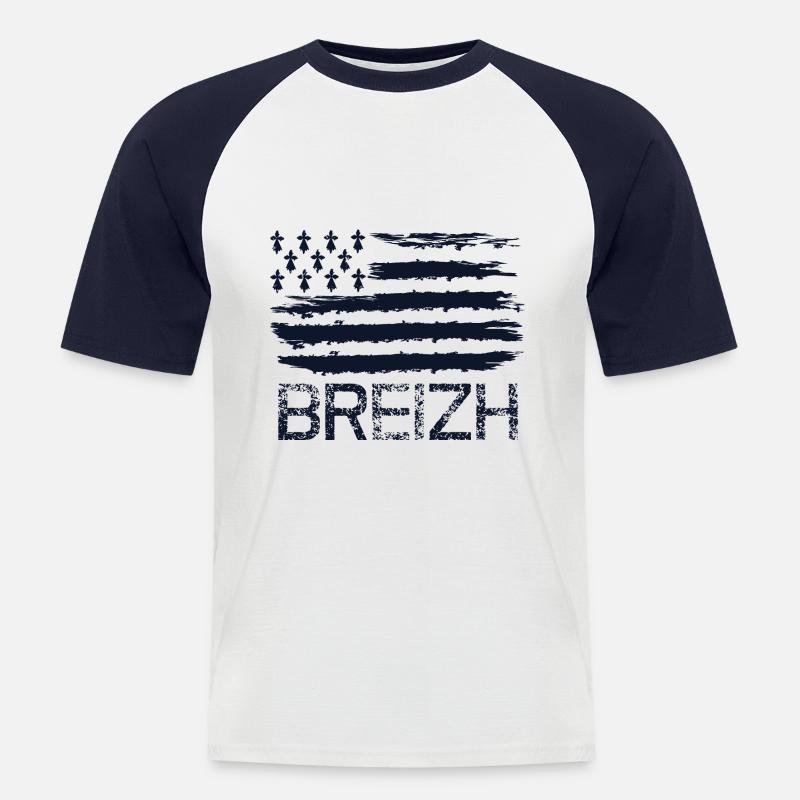 Breizh drapeau - T-shirt baseball manches courtes Homme - blanc/marine
